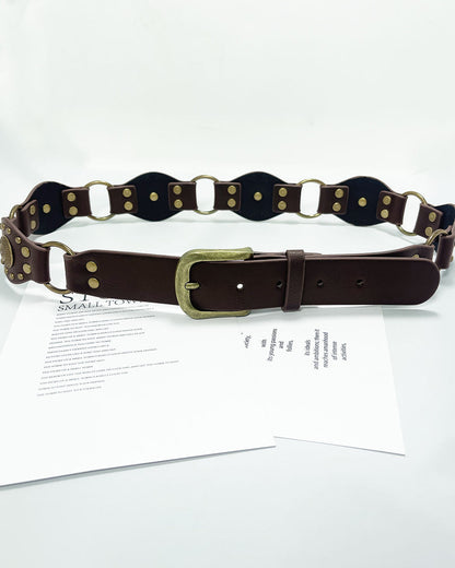 Retro Rivet Eyelet Stitching Punk Wide Belt