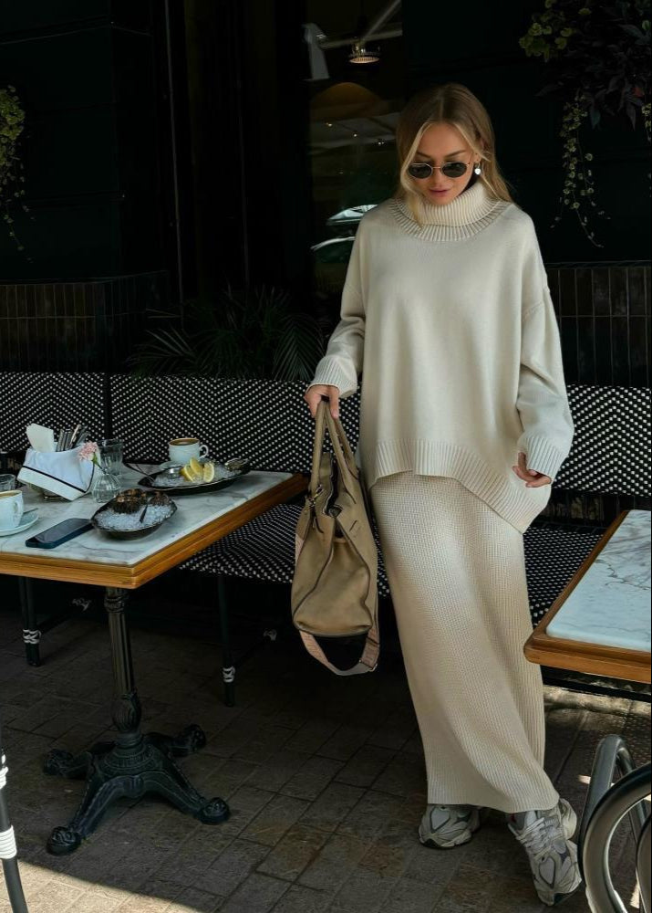 Lorienne - Oversized Knit Sweater and Maxi Skirt Set