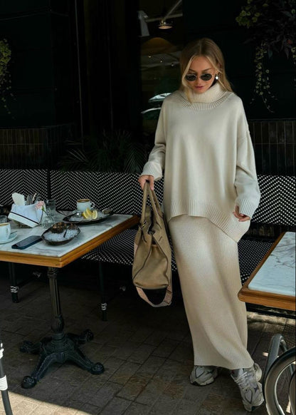 Lorienne - Oversized Knit Sweater and Maxi Skirt Set