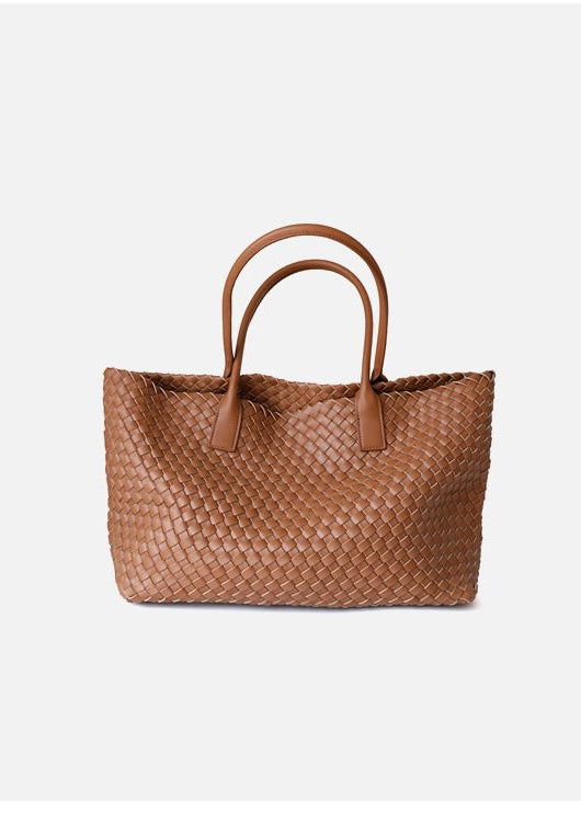 Woven Leather Tote Bag – Large Capacity Handbag for Women
