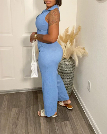 Pleated Casual Pants Set