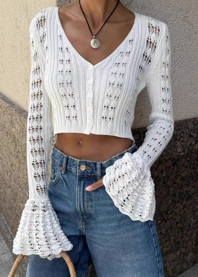 Lyla - Open Knit Cropped Cardigan