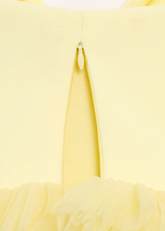 Limoncello Ruffle Peplum Top – V-Neck Tulle Cami Blouse