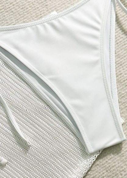 Ocean Drift - White Mesh Knit Beach Dress & Bikini Set