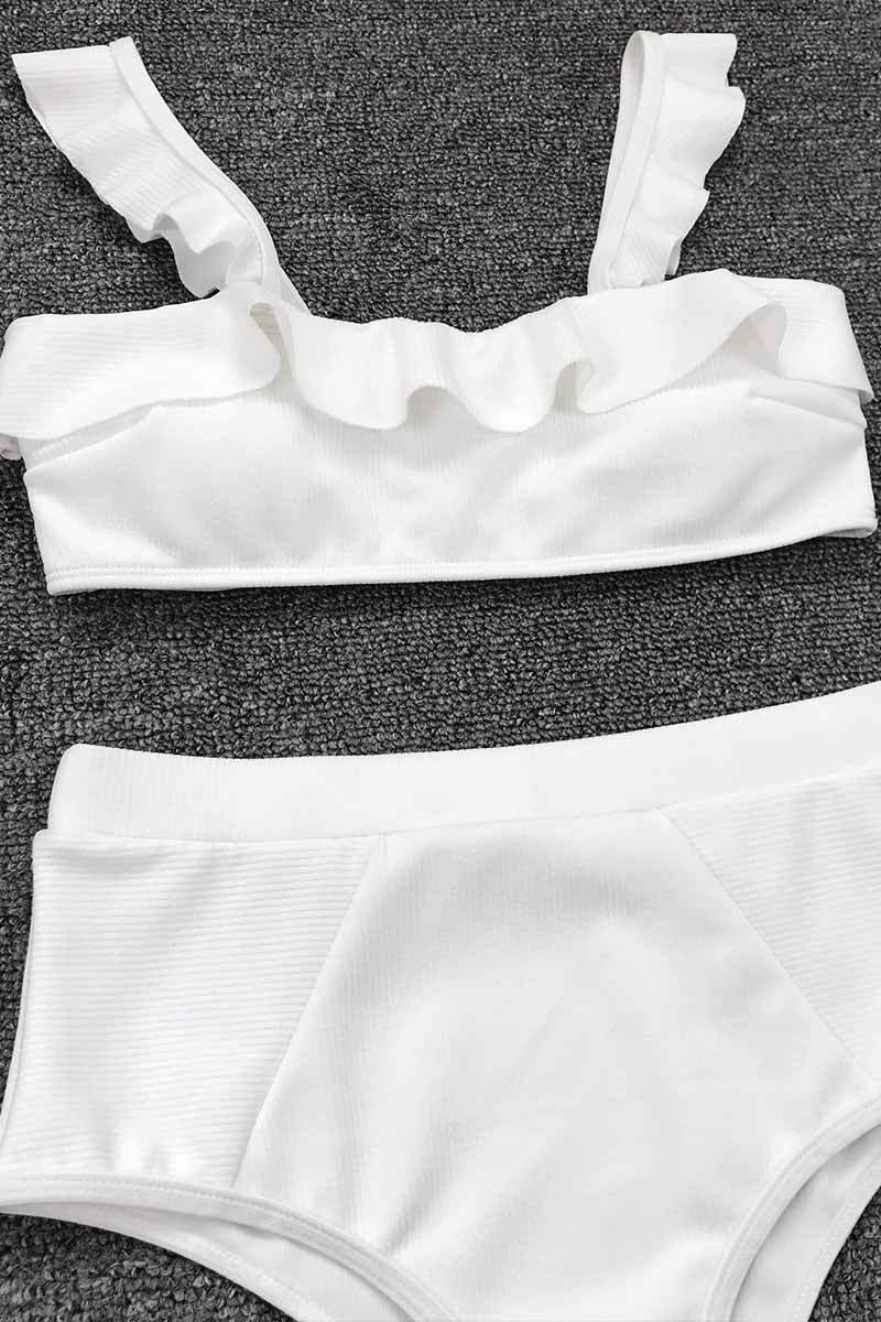 High Waist Ruffled Bikini Set(3 Colors)