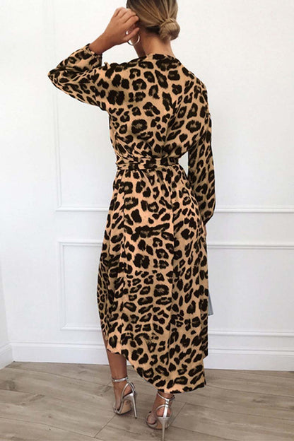 V Neck Sexy Leopard Dress(4 Colors)