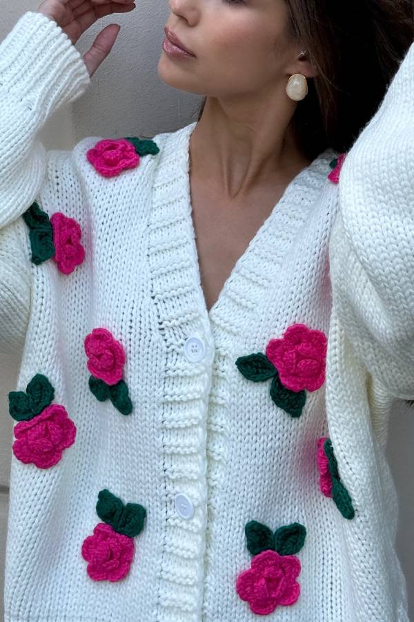 Selena Rose Knit Sweater Cardigan