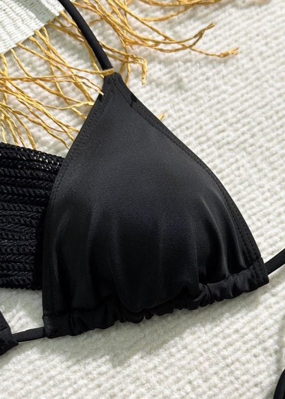 Ocean Drift - White Mesh Knit Beach Dress & Bikini Set