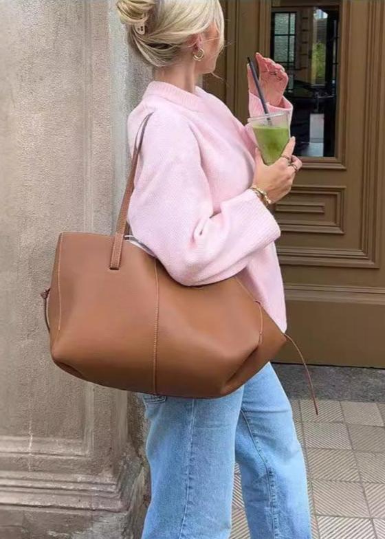 Soft Pink Cozy Crew Neck Sweater