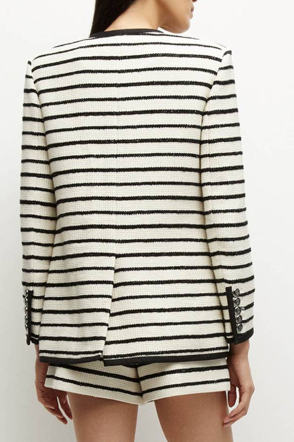Foster Striped Dickey Jacket in Ivory Black