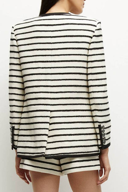 Foster Striped Dickey Jacket in Ivory Black