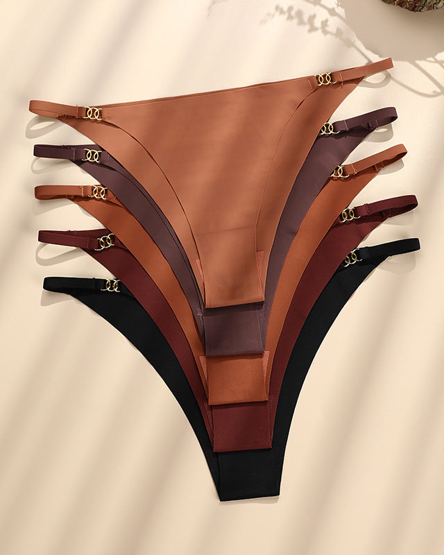 Three-Ring Buckle Low-Waist Seamless Ice Silk Strap Women’s Underwear