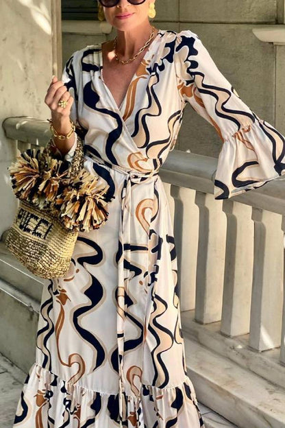 Vestido largo tie-dye en blanco y negro