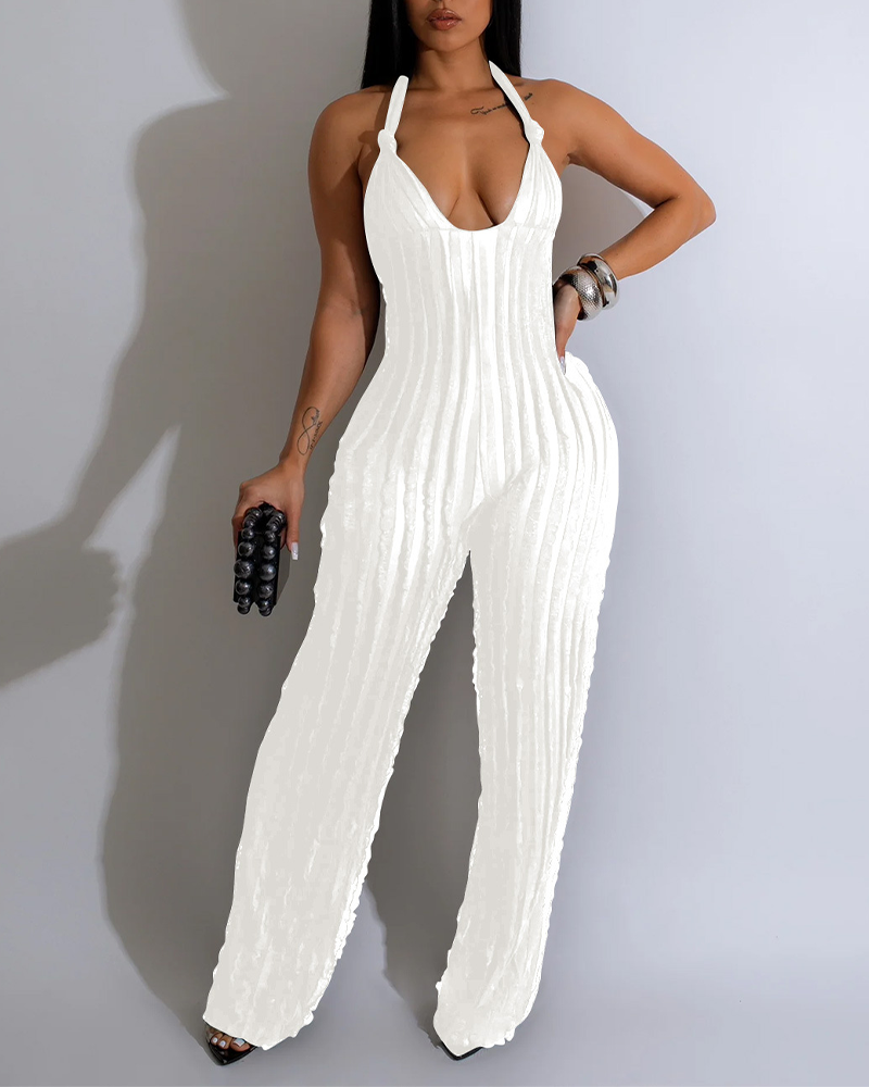 Backless Deep V Pleated Jumpsuit