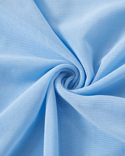 Solid Color Long Sleeve One Shoulder Mesh Splicing Top