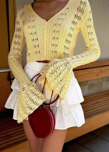 Lyla - Open Knit Cropped Cardigan