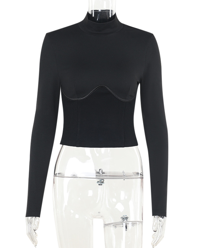 Slim Waistband Long-Sleeved Top