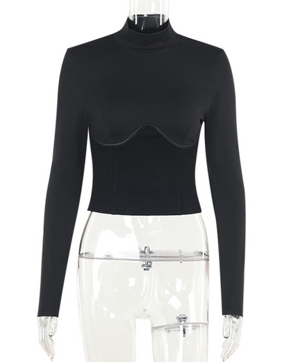 Slim Waistband Long-Sleeved Top
