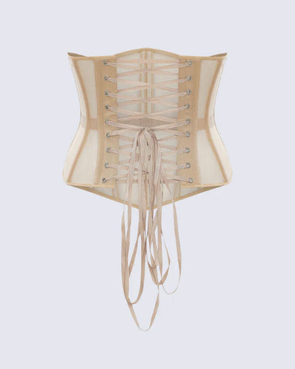 Sexy Mesh Lace-up Corset Without Bra