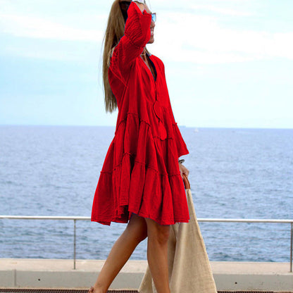 Autumn Jumpsuit Women Loose Stitching Dress