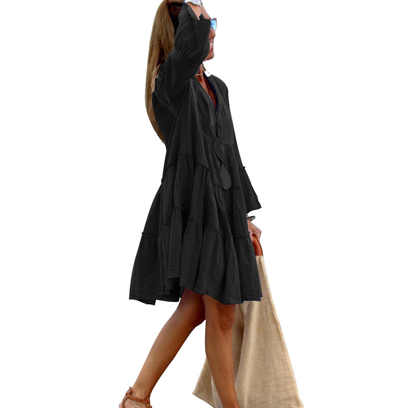 Autumn Jumpsuit Women Loose Stitching Dress