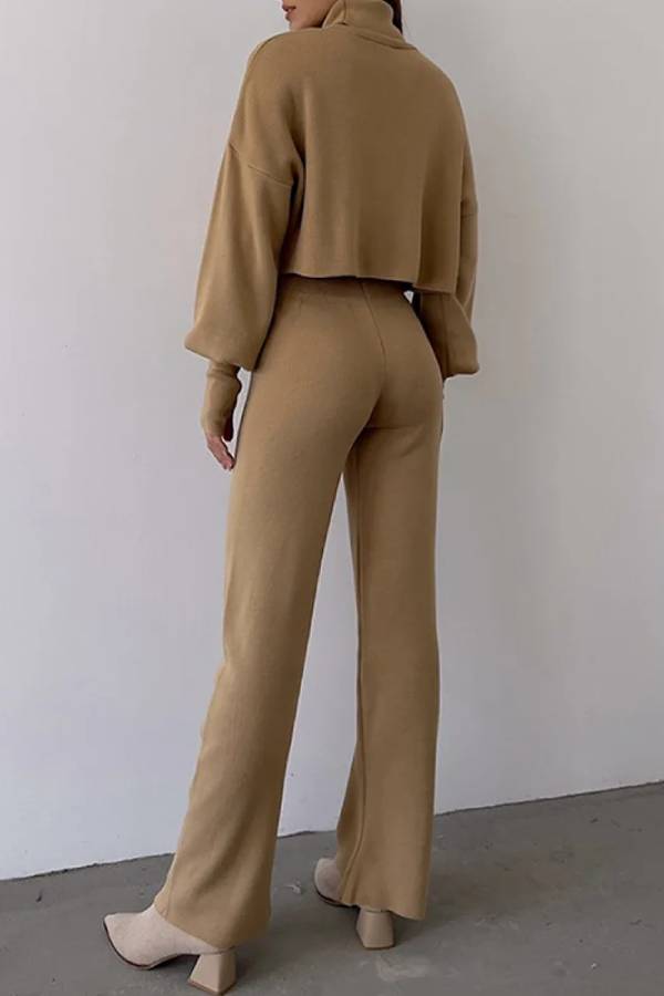 Conjunto informal de dos piezas de top y pantalón de manga larga holgado