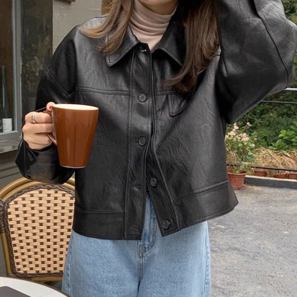 Oversized Faux Leather Jacket for Women - Selvaggia