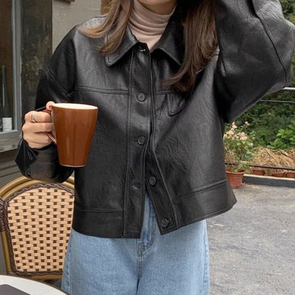 Oversized Faux Leather Jacket for Women - Selvaggia