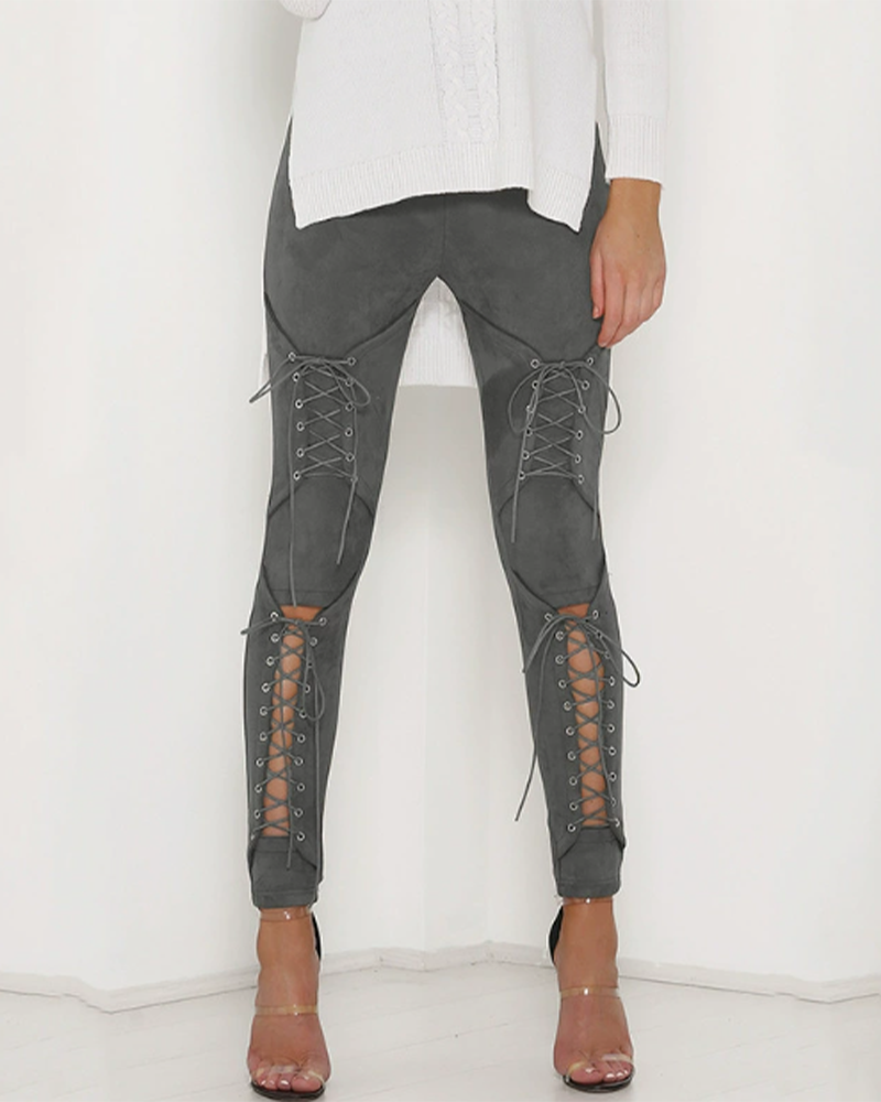 Suede Trousers With Laces