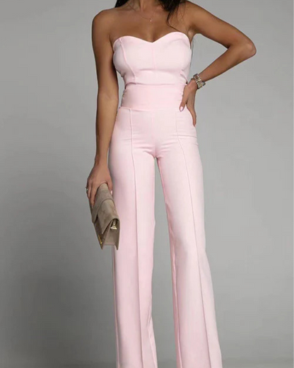 Slim-Fit Tube Top Straight Jumpsuit