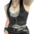 y2k PU Leather Vest Vintage Aesthetic Women V Neck Sleeveless Button Tank Tops 2000s Dark Academia Tshirt Waistcoat