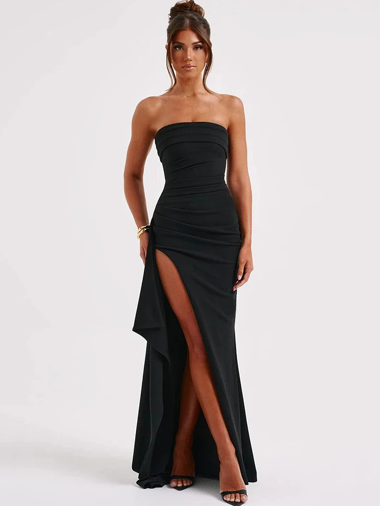 Sexy Sleeveless Bodycon Evening Dress For Women High Split Tight Maxi Female Dress Irregular Elegant Party Club Vesidos