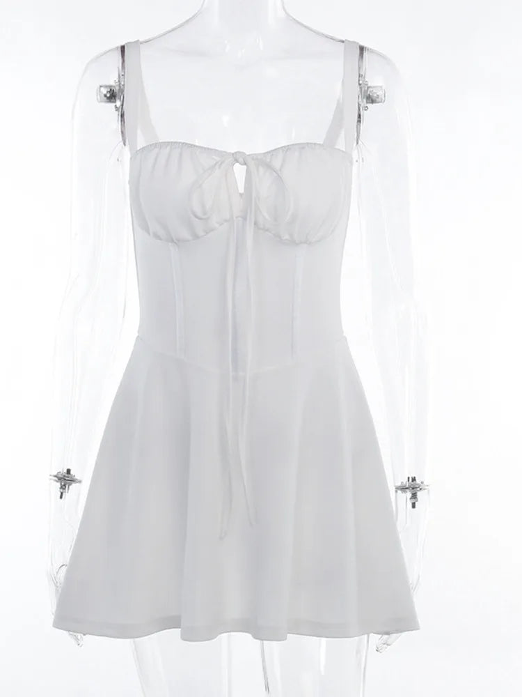 Sexy Spaghetti Strap Bodycon Lace Up Women Dress Fashion Bag Hip Skirt Sweet Party Evening Dress Elegant Slim Vestido