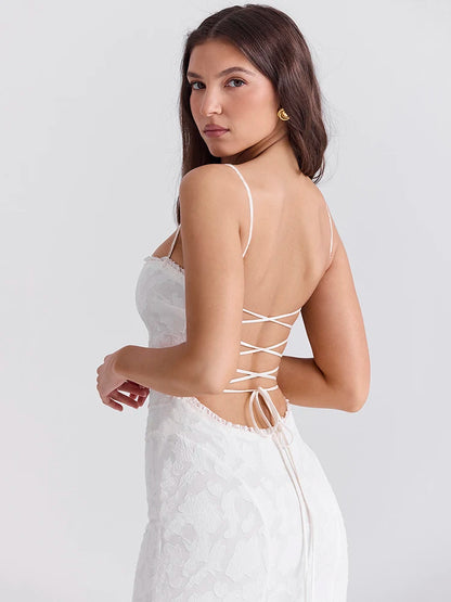 -Women’s Sexy Sleeveless Lace Patchwork Backless Bodycon Maxi Dress, Elegant Party Club Evening Dress,  Summer