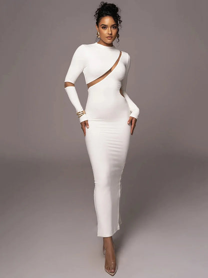 -Women’s Split Long Sleeve Midi Dress, Sexy Hollow Out, Split, Irregular, Irregular, Party, Club, Evening