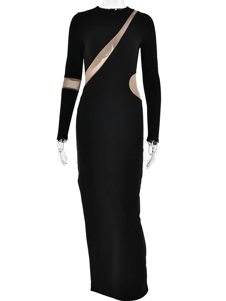 -Women’s Split Long Sleeve Midi Dress, Sexy Hollow Out, Split, Irregular, Irregular, Party, Club, Evening