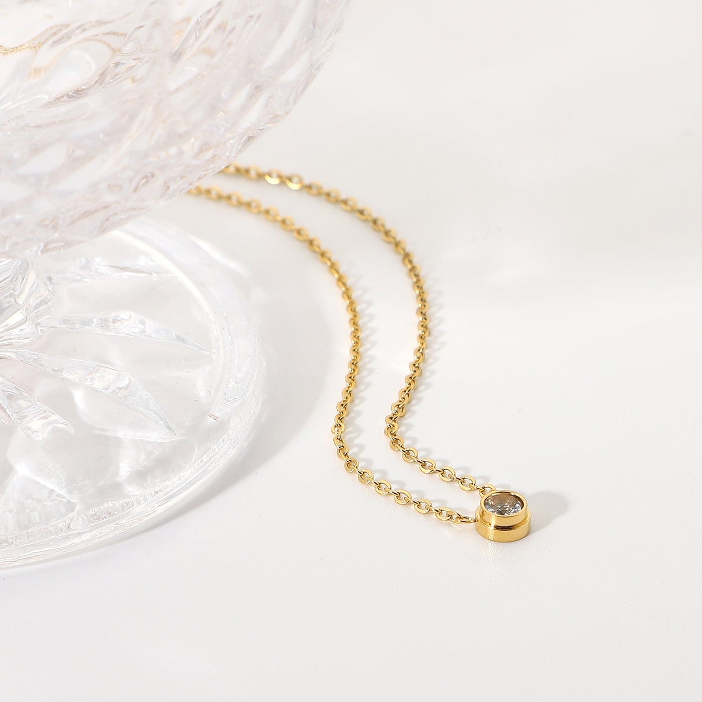 Aurora Solitaire Gold Necklace