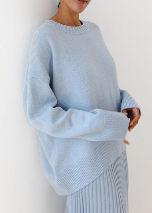 Skye Knit Set – Soft Crewneck Sweater & Pleated Skirt
