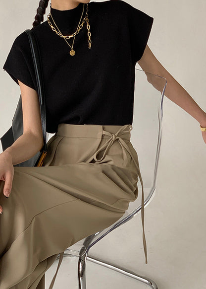 Lena Mock Neck Knit Top – Sleeveless Black Essential