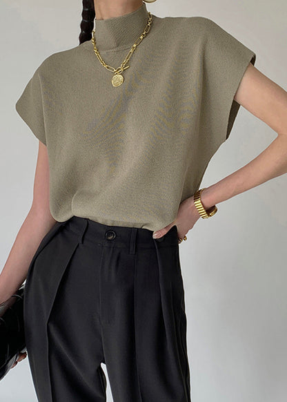 Lena Mock Neck Knit Top – Sleeveless Black Essential