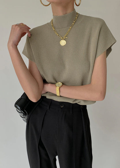 Lena Mock Neck Knit Top – Sleeveless Black Essential