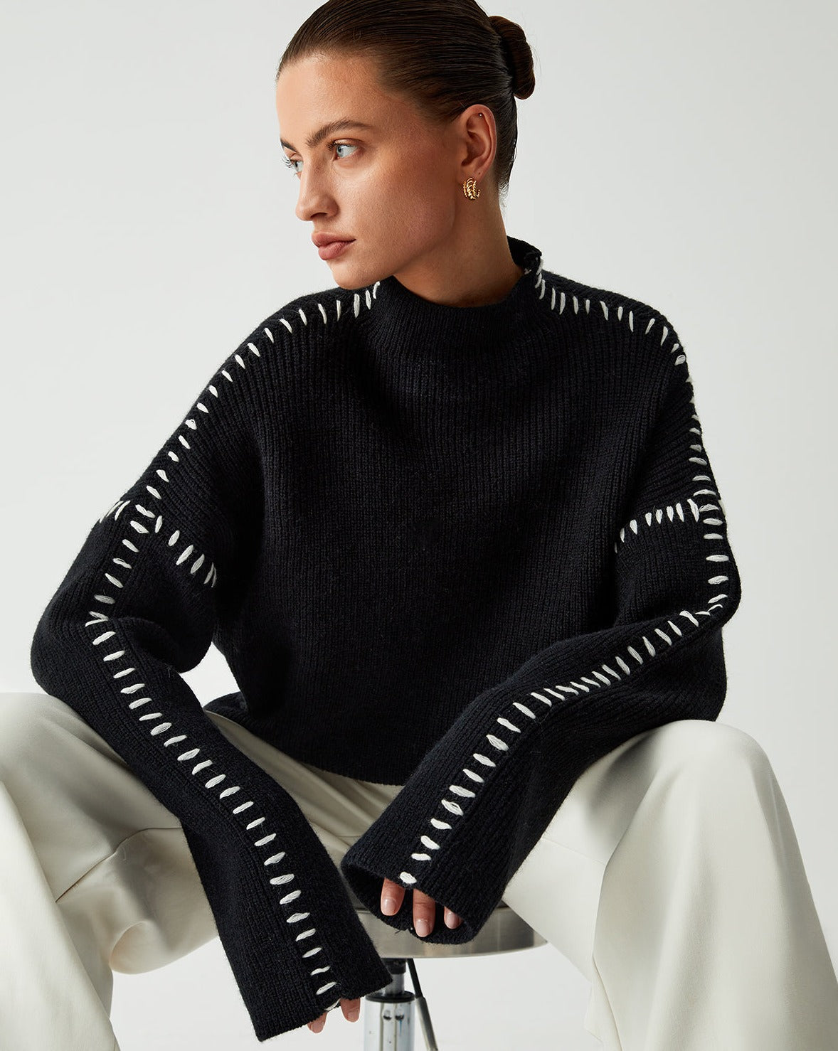 Shift The Focus Oversized Mock Neck Sweater