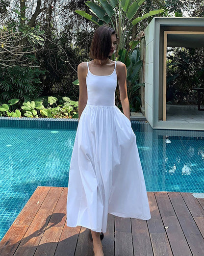 Patchwork Cotton Cami Midi Dress