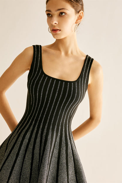 Arlene Square Neck Stripe Mini Dress