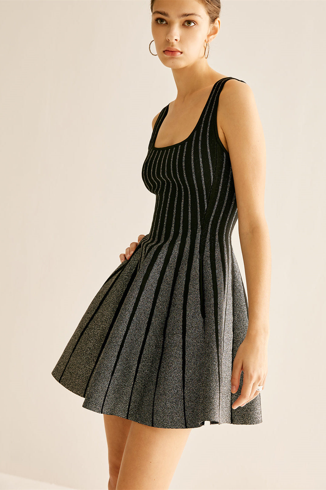 Arlene Square Neck Stripe Mini Dress