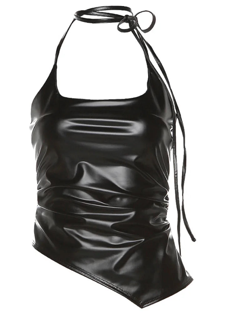 Black Matte Trendy Personalized Young Girl Sexy Hot Cool Simple Women’s Vest