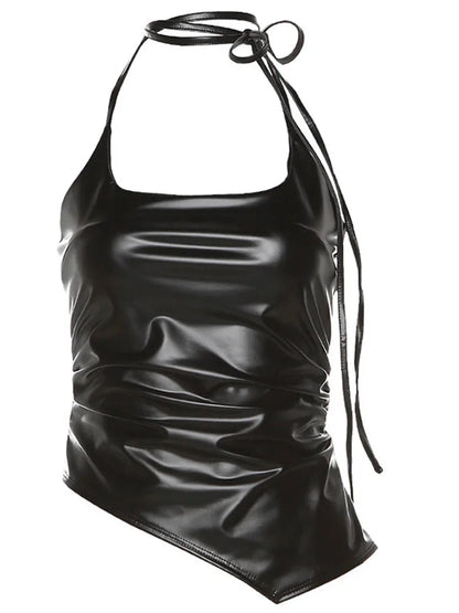 Black Matte Trendy Personalized Young Girl Sexy Hot Cool Simple Women’s Vest