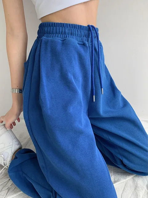Blue Sweatpants For Women Summer Baggy Pants High Waist Jogger Wide Leg Trousers Spring Women’s Sports Pants Summer Sweatpants