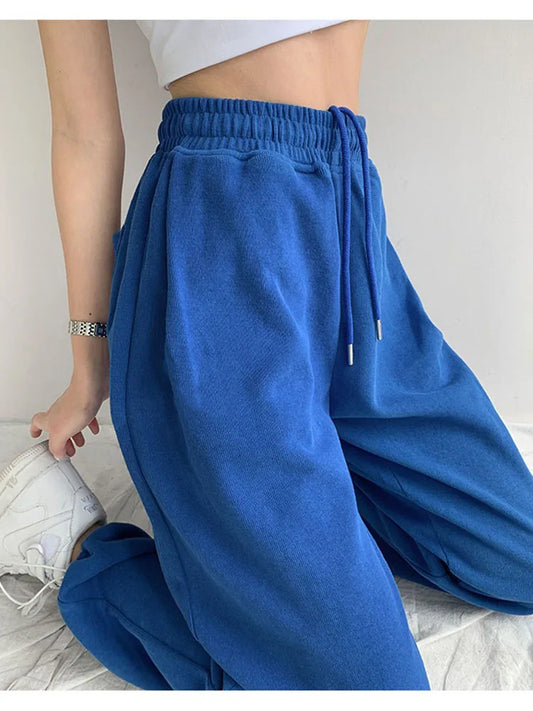 Blue Sweatpants For Women Summer Baggy Pants High Waist Jogger Wide Leg Trousers Spring Women’s Sports Pants Summer Sweatpants