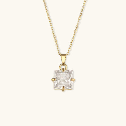 Celeste Gold Princess Cut Necklace